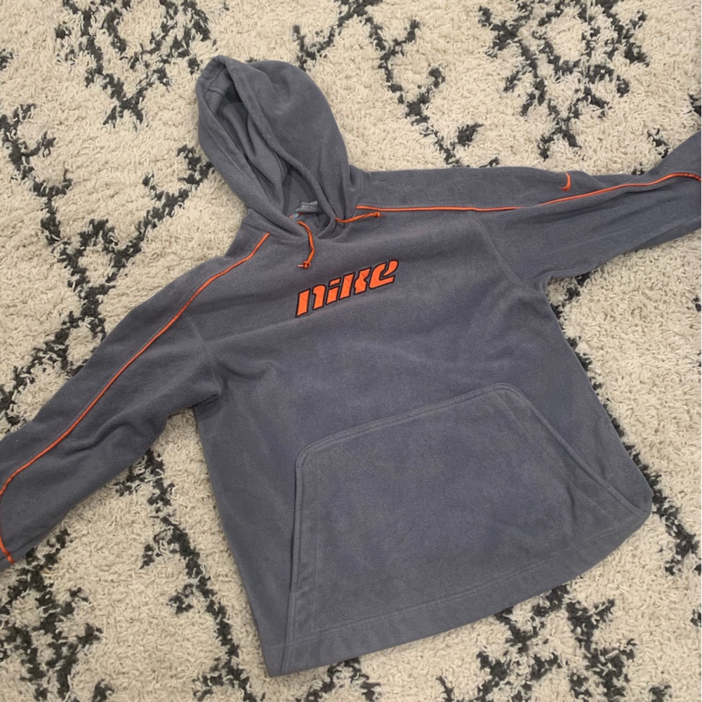 Vintage fleece/Sherpa gray/orange pull over hoodie